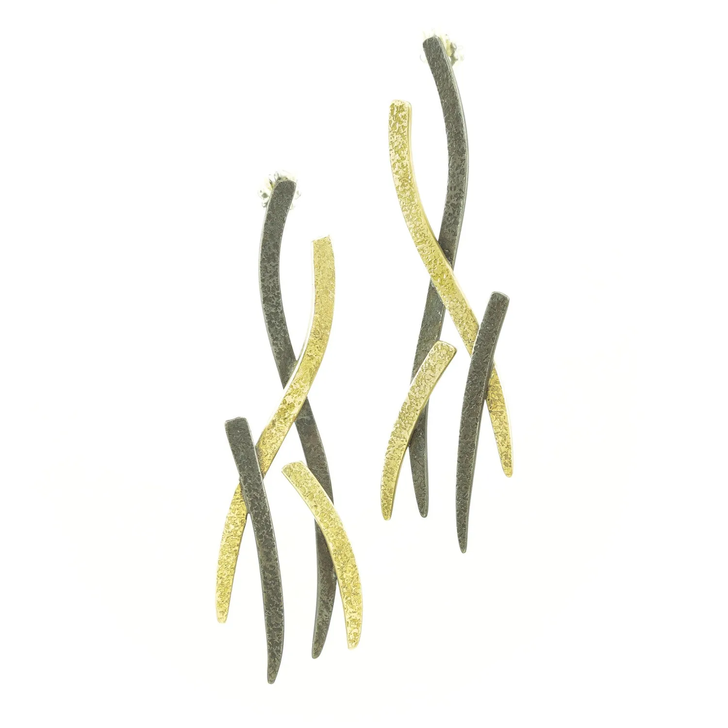 14K Gold & Sterling Silver Woven Earrings