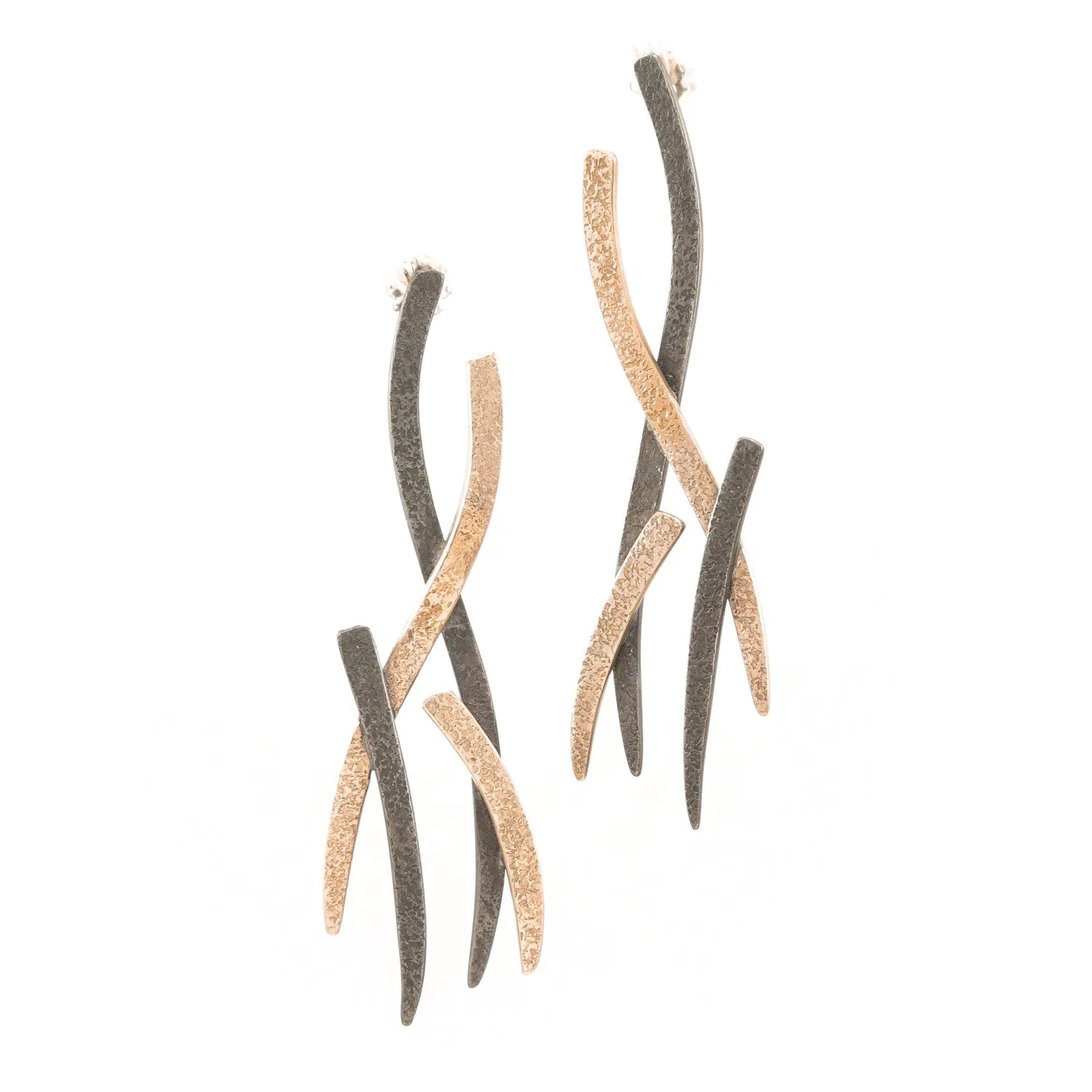 14K Gold & Sterling Silver Woven Earrings