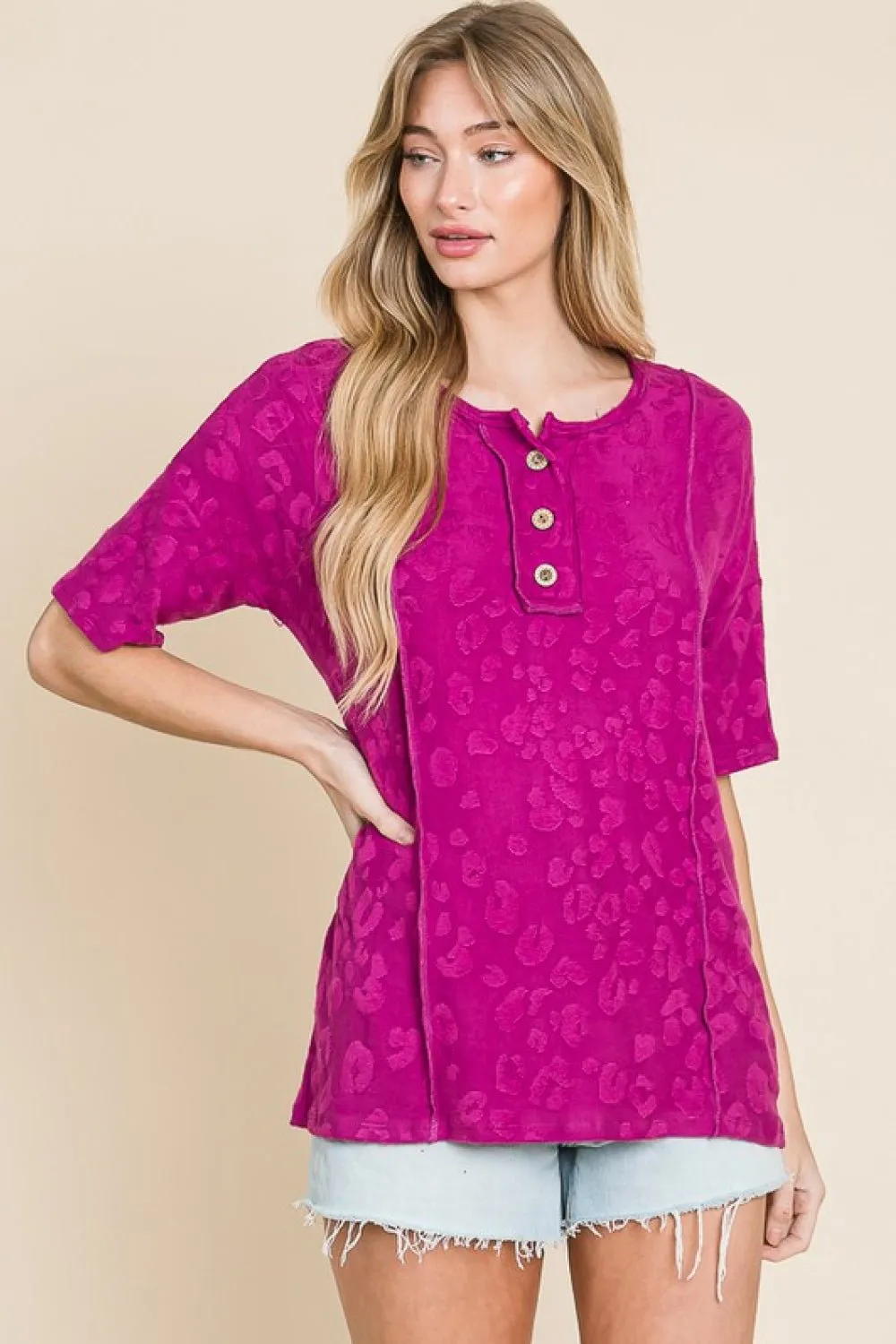 Add Edge to Your Look with the BOMBOM At The Fair Animal Textured Top