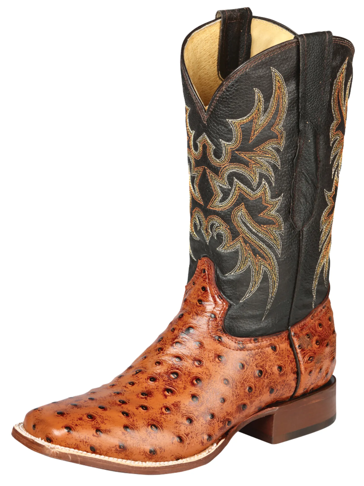 Botas Vaqueras Rodeo Imitacion de Avestruz Grabado en Piel Vacuno para Hombre 'El Señor de los Cielos' - ID: 44936