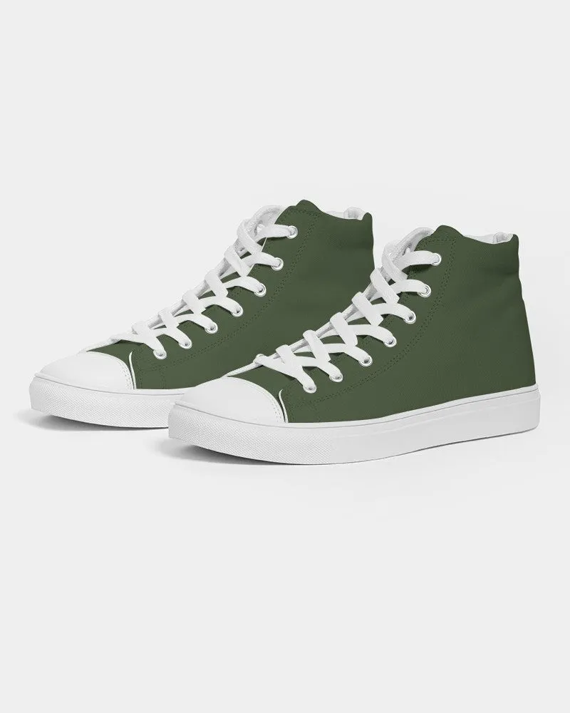 Dark Warm Green Men's High-top Canvas Sneakers | Men's | Dark Pastel Warm Green | C30M0Y60K80