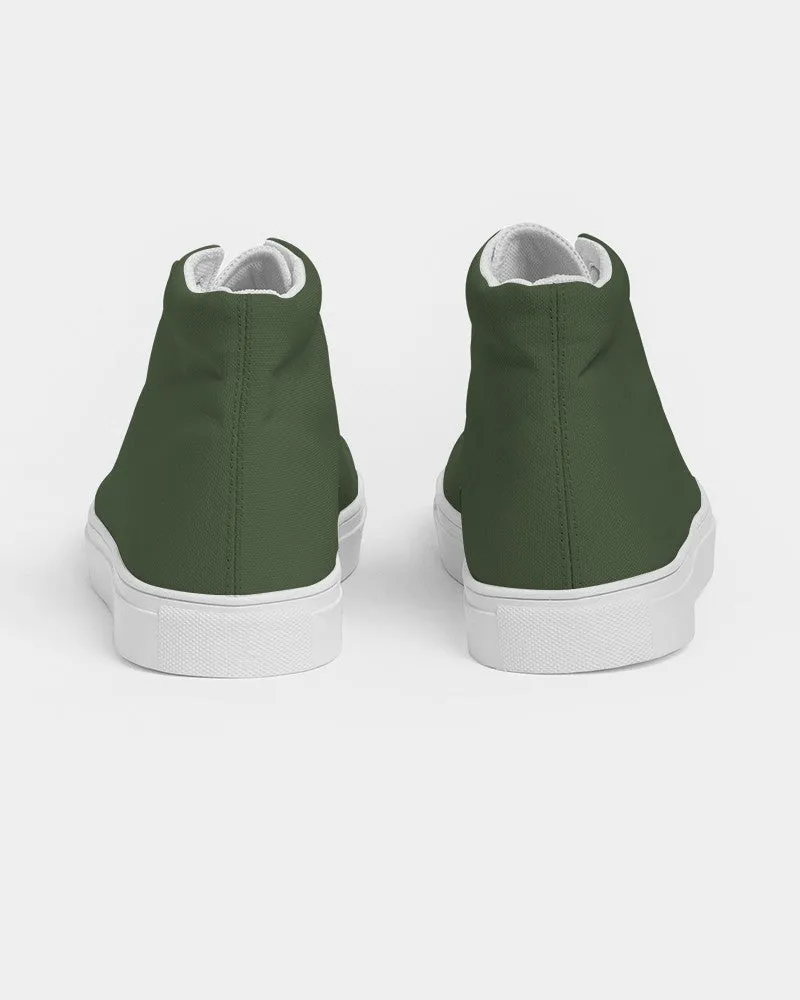 Dark Warm Green Men's High-top Canvas Sneakers | Men's | Dark Pastel Warm Green | C30M0Y60K80
