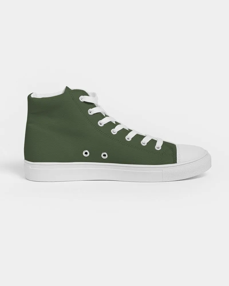 Dark Warm Green Men's High-top Canvas Sneakers | Men's | Dark Pastel Warm Green | C30M0Y60K80