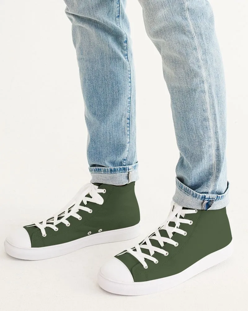 Dark Warm Green Men's High-top Canvas Sneakers | Men's | Dark Pastel Warm Green | C30M0Y60K80