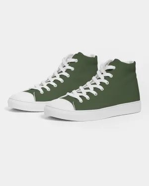 Dark Warm Green Men's High-top Canvas Sneakers | Men's | Dark Pastel Warm Green | C30M0Y60K80
