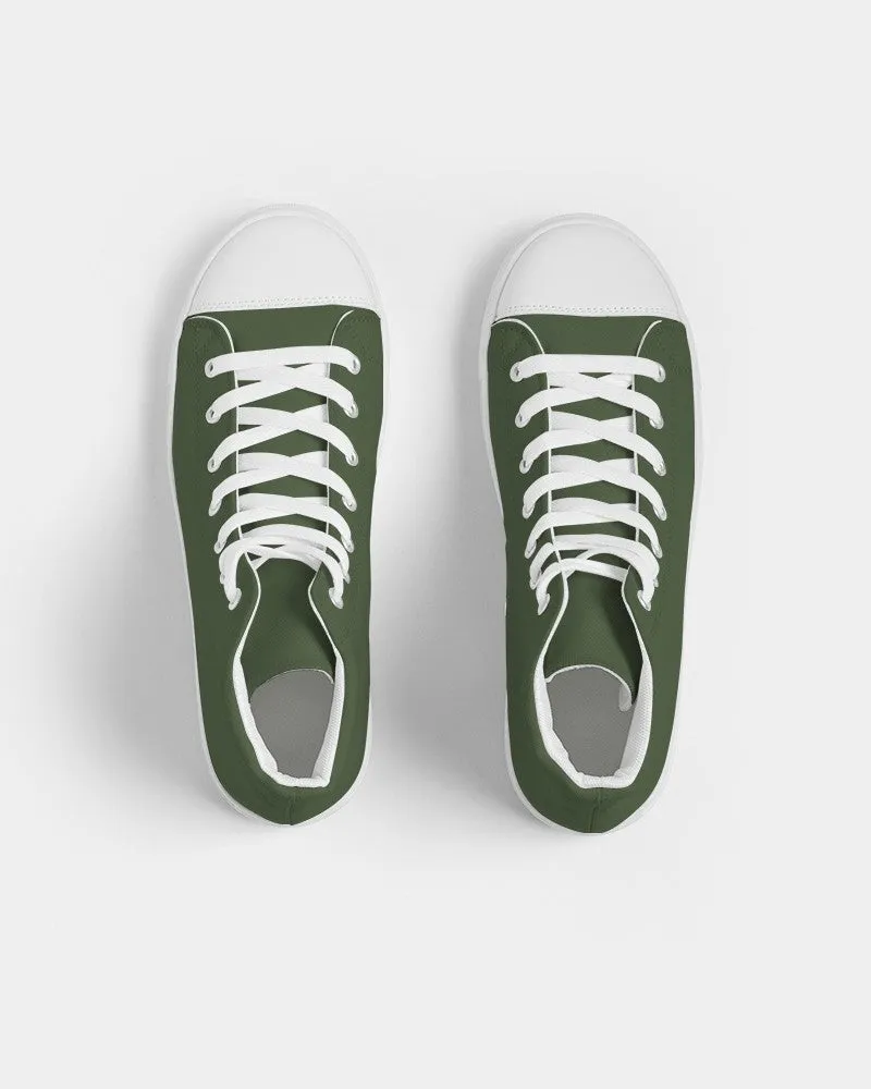 Dark Warm Green Men's High-top Canvas Sneakers | Men's | Dark Pastel Warm Green | C30M0Y60K80
