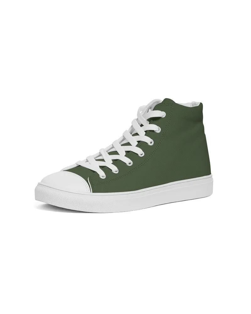 Dark Warm Green Men's High-top Canvas Sneakers | Men's | Dark Pastel Warm Green | C30M0Y60K80