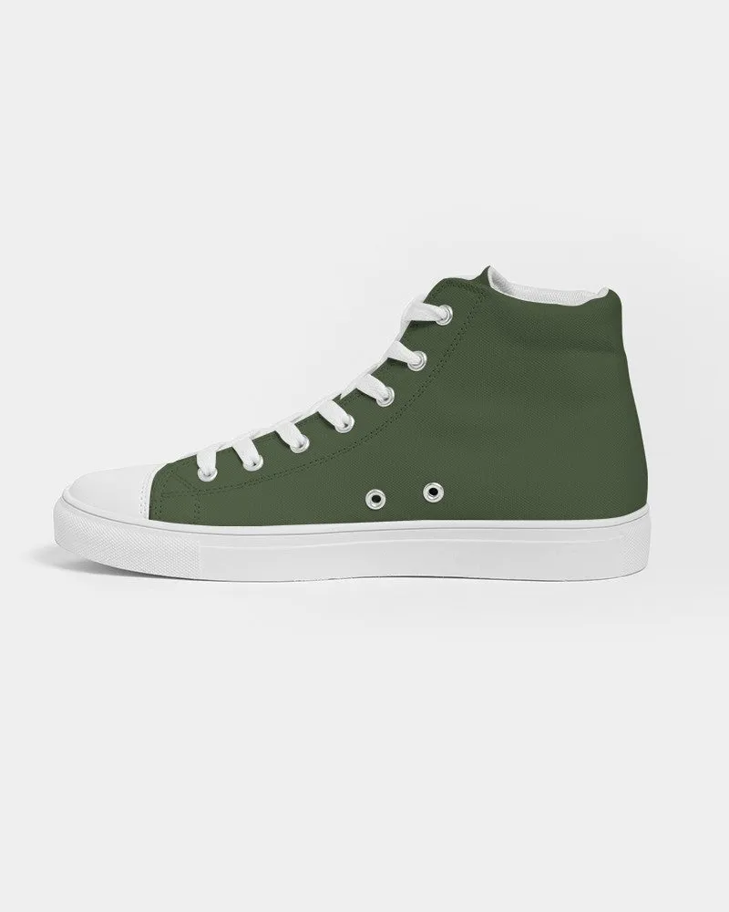 Dark Warm Green Men's High-top Canvas Sneakers | Men's | Dark Pastel Warm Green | C30M0Y60K80