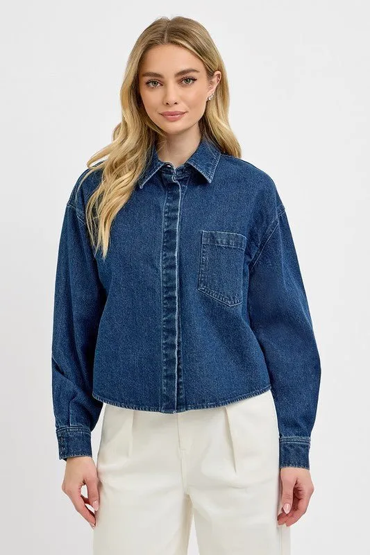 Elevate Casual Looks with the RISEN Button Up Long Sleeve Denim Shacket