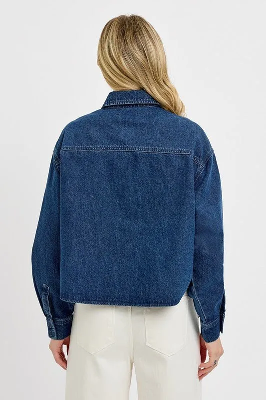 Elevate Casual Looks with the RISEN Button Up Long Sleeve Denim Shacket