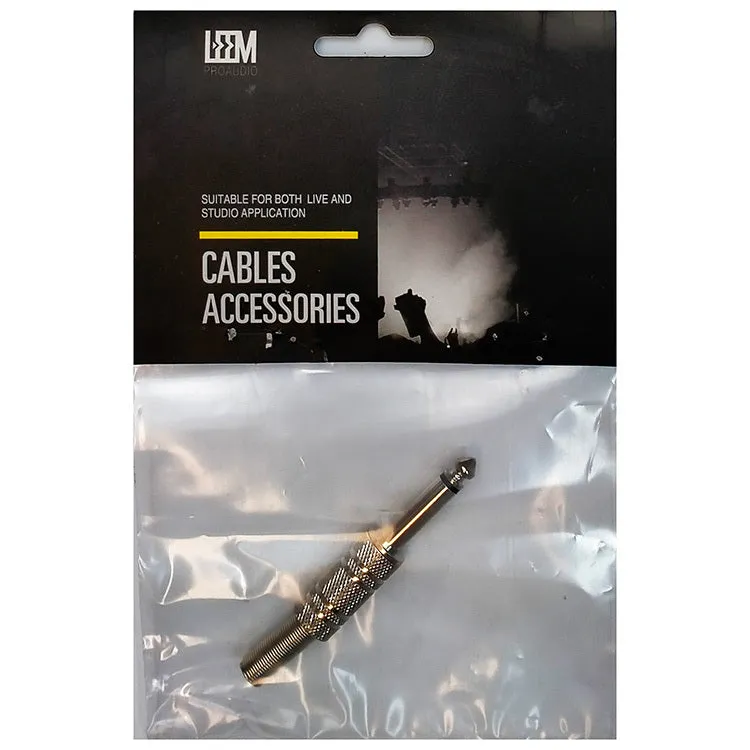 Leem 1/4" Metal Mono Cable Jack Plug with Short Flexible Cable Boot (Pk-1)