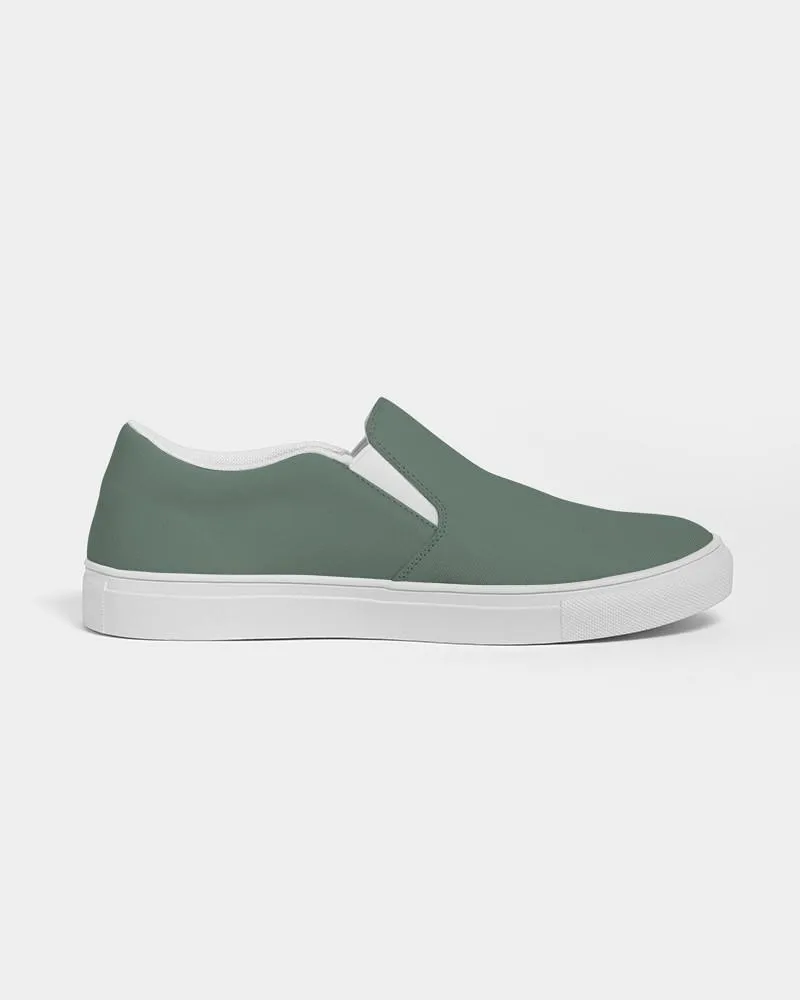 Medium Dark Green Slip-On Canvas Sneakers | Women's | Medium Dark Pale Pastel Green | C30M0Y30K60