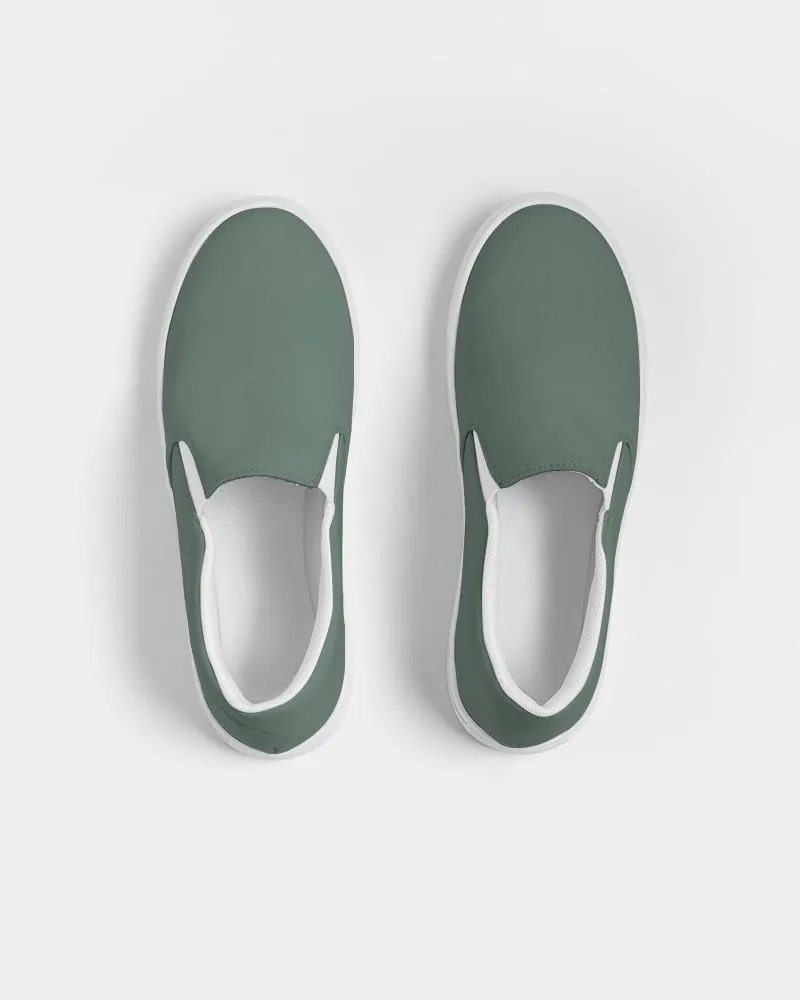 Medium Dark Green Slip-On Canvas Sneakers | Women's | Medium Dark Pale Pastel Green | C30M0Y30K60