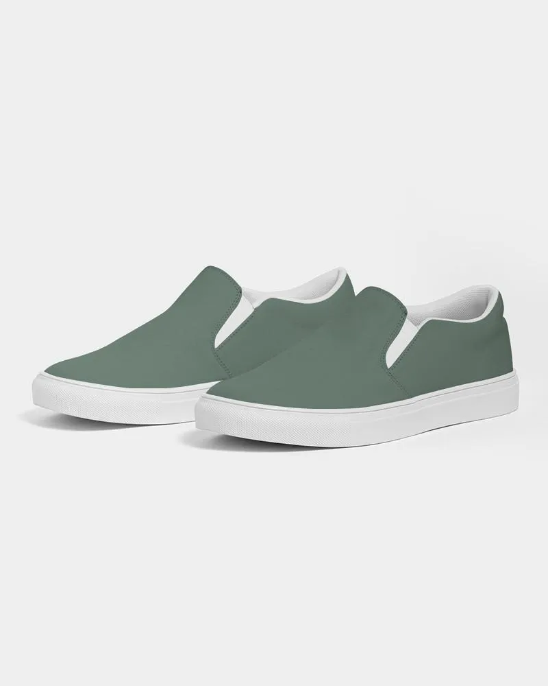 Medium Dark Green Slip-On Canvas Sneakers | Women's | Medium Dark Pale Pastel Green | C30M0Y30K60