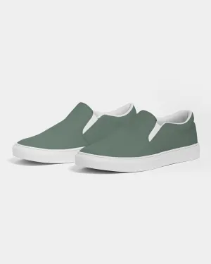 Medium Dark Green Slip-On Canvas Sneakers | Women's | Medium Dark Pale Pastel Green | C30M0Y30K60