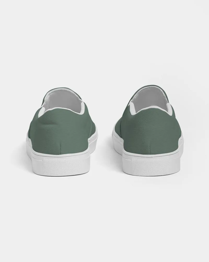 Medium Dark Green Slip-On Canvas Sneakers | Women's | Medium Dark Pale Pastel Green | C30M0Y30K60