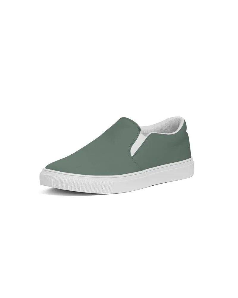 Medium Dark Green Slip-On Canvas Sneakers | Women's | Medium Dark Pale Pastel Green | C30M0Y30K60