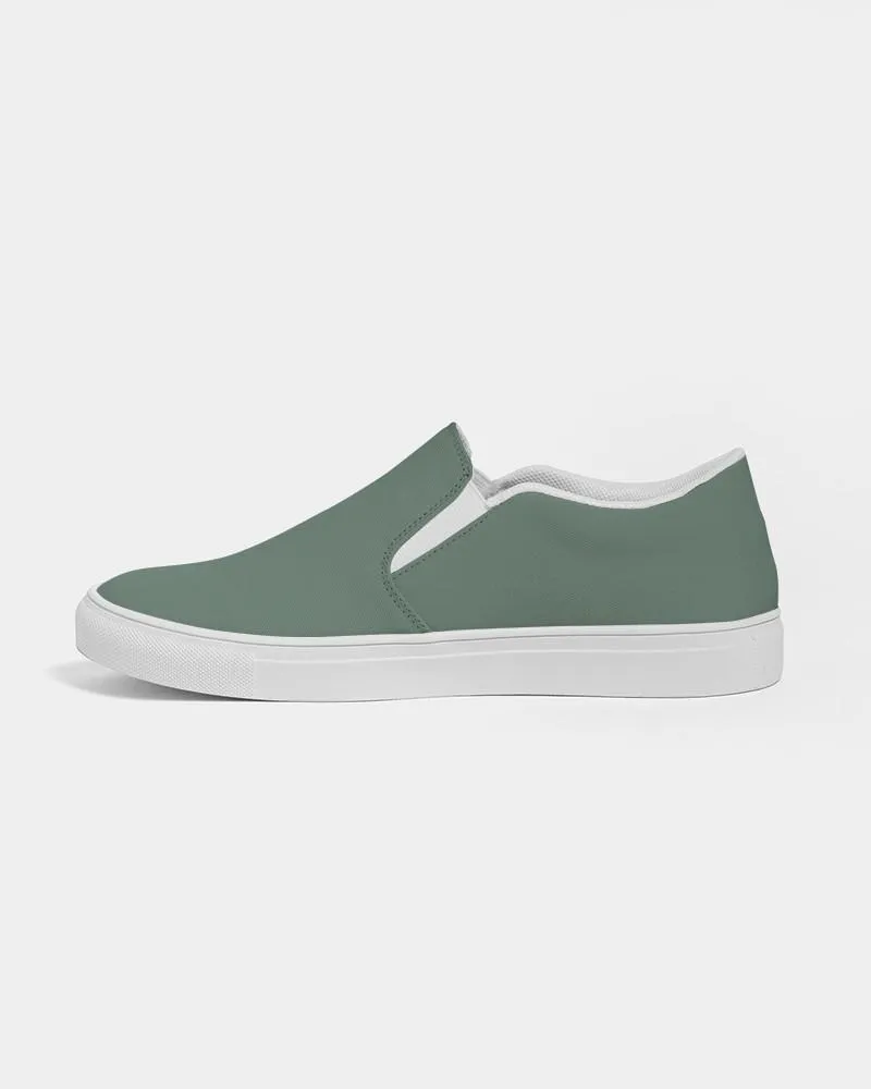 Medium Dark Green Slip-On Canvas Sneakers | Women's | Medium Dark Pale Pastel Green | C30M0Y30K60