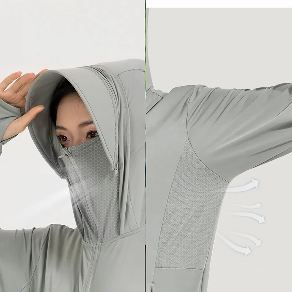 Raw Yarn Ice Silk Hooded Sun Protection Jacket