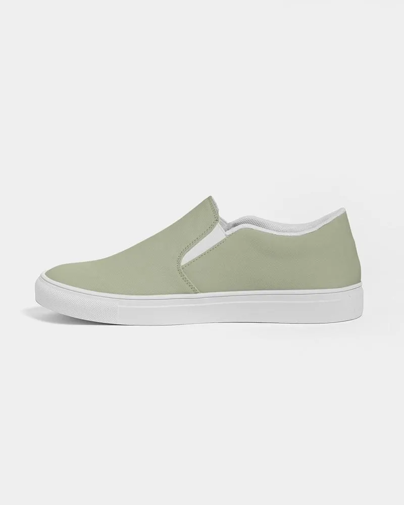 Shaded Pale Pastel Warm Green Gray Slip-On Canvas Sneakers | Men's | C8M0Y30K30