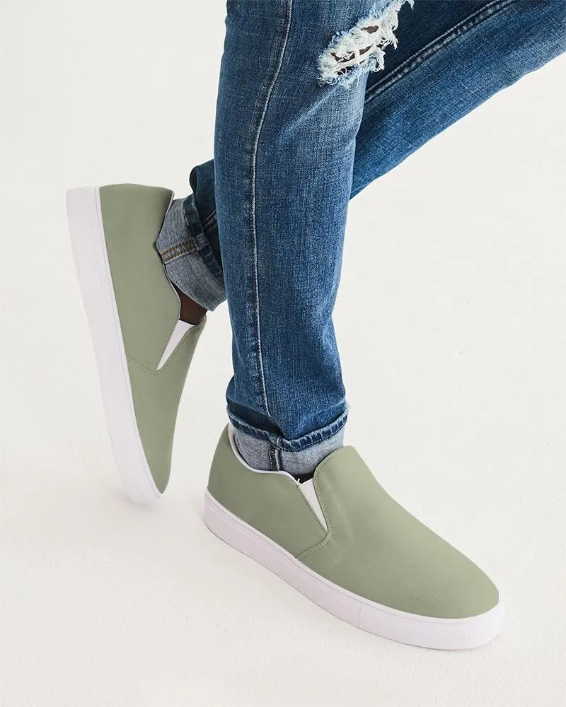 Shaded Pale Pastel Warm Green Gray Slip-On Canvas Sneakers | Men's | C8M0Y30K30
