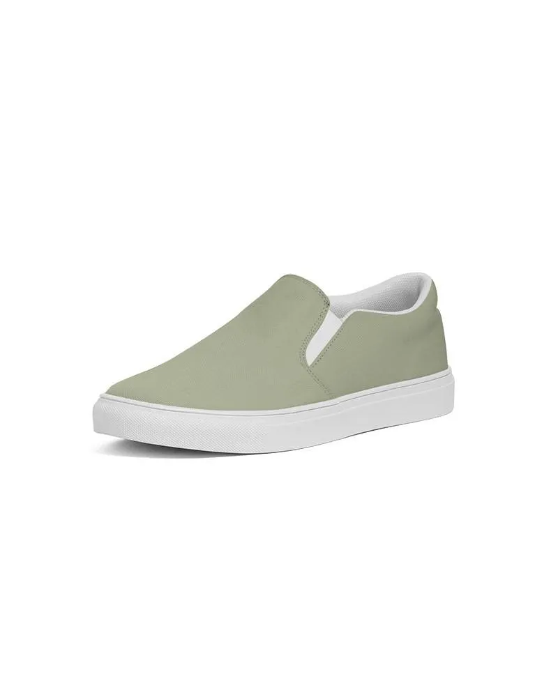 Shaded Pale Pastel Warm Green Gray Slip-On Canvas Sneakers | Men's | C8M0Y30K30