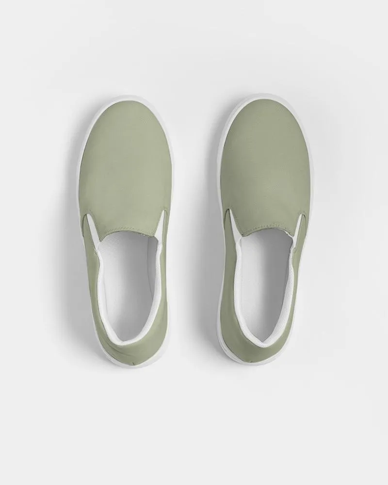 Shaded Pale Pastel Warm Green Gray Slip-On Canvas Sneakers | Men's | C8M0Y30K30
