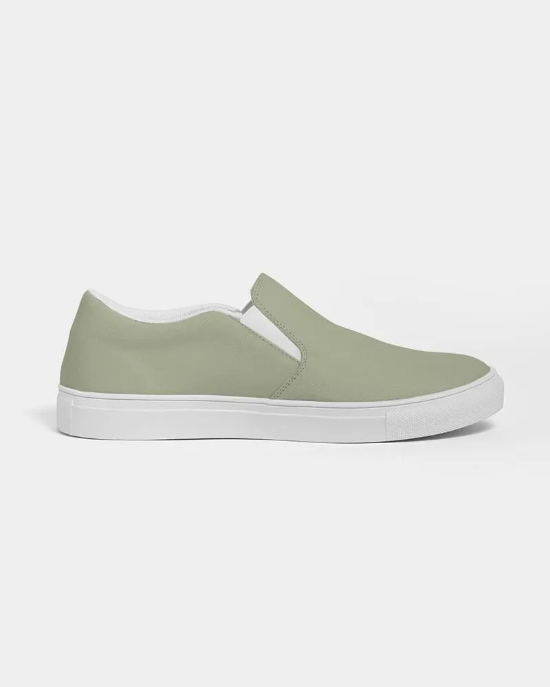 Shaded Pale Pastel Warm Green Gray Slip-On Canvas Sneakers | Men's | C8M0Y30K30