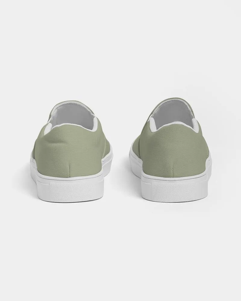 Shaded Pale Pastel Warm Green Gray Slip-On Canvas Sneakers | Men's | C8M0Y30K30