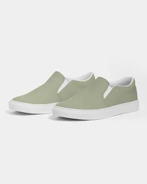 Shaded Pale Pastel Warm Green Gray Slip-On Canvas Sneakers | Men's | C8M0Y30K30