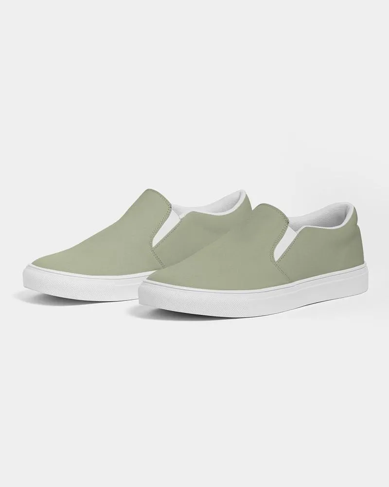 Shaded Pale Pastel Warm Green Gray Slip-On Canvas Sneakers | Men's | C8M0Y30K30