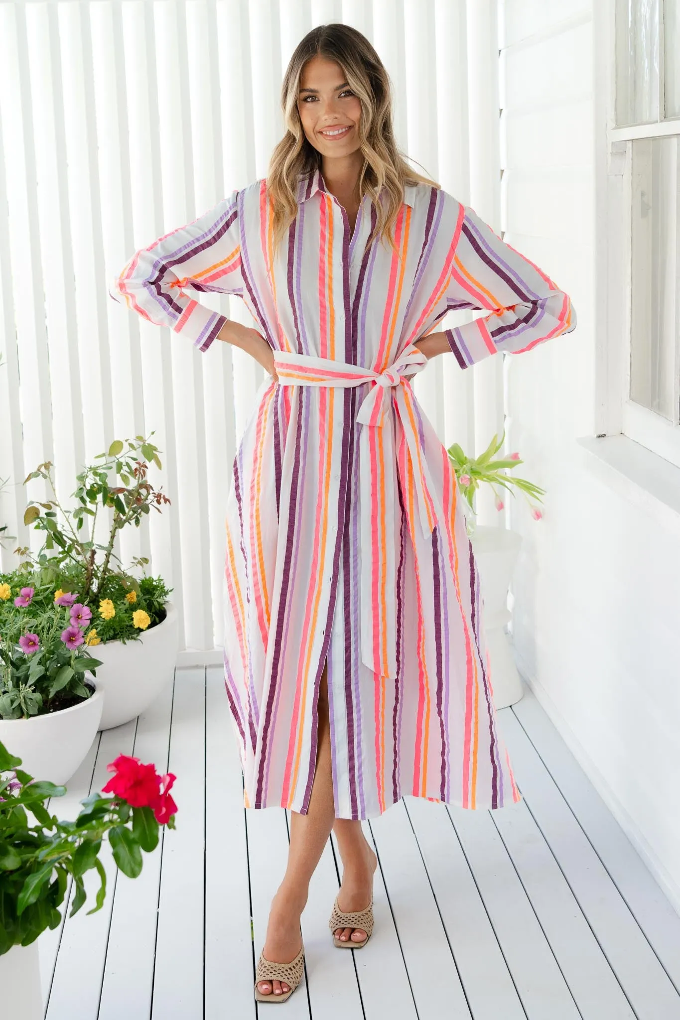 Sierra Seersucker Midi Dress