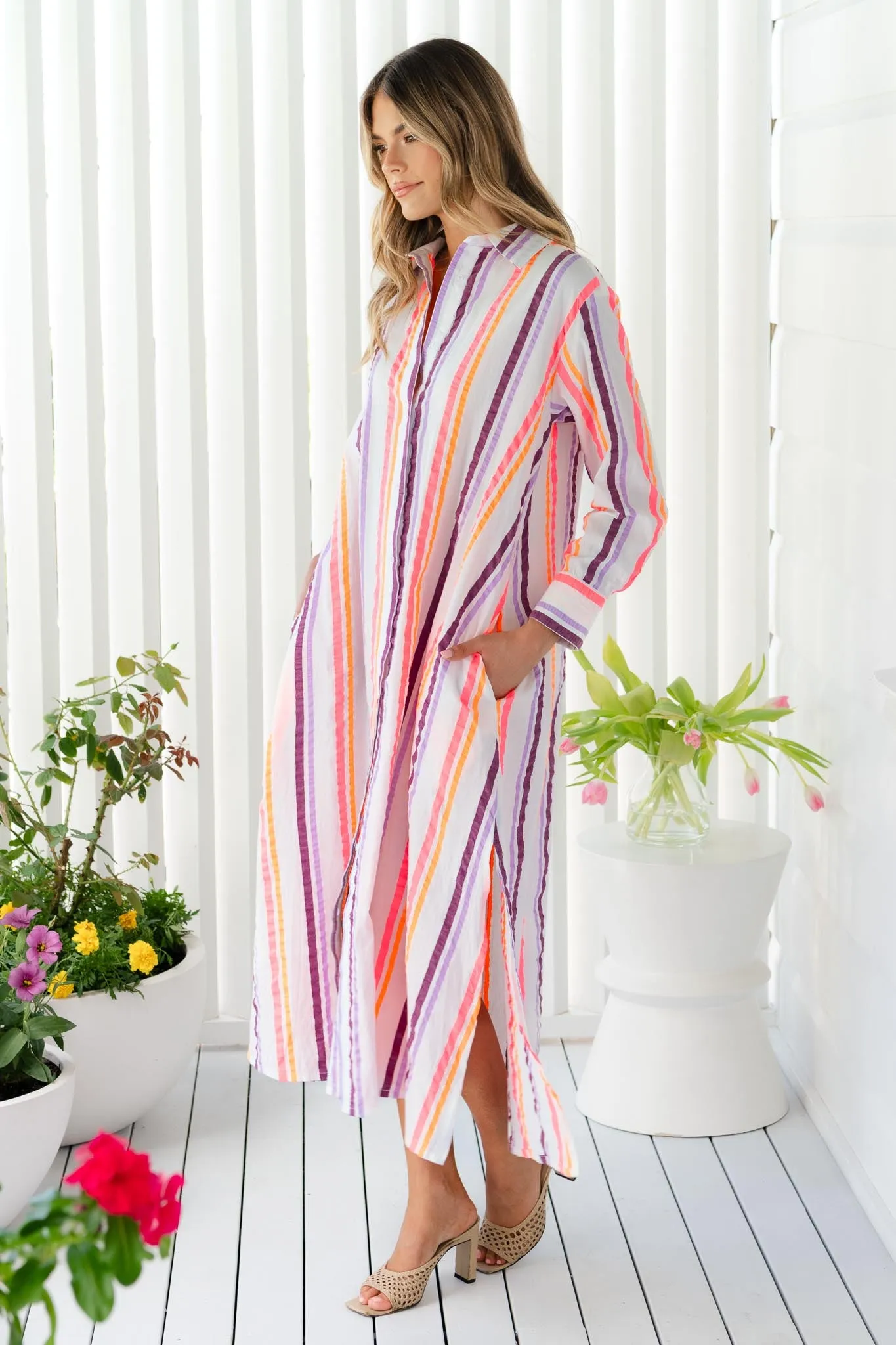 Sierra Seersucker Midi Dress