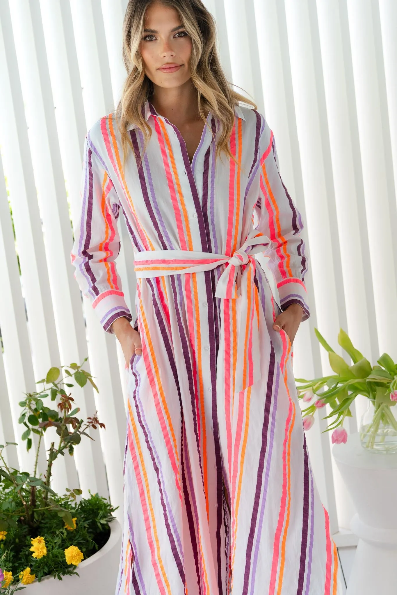 Sierra Seersucker Midi Dress