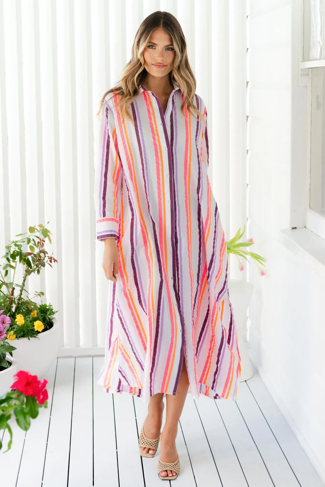 Sierra Seersucker Midi Dress