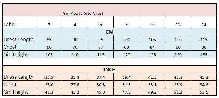 Stylish Girls Muslim Dress Kids Long Sleeve Abaya Islamic 4-12T