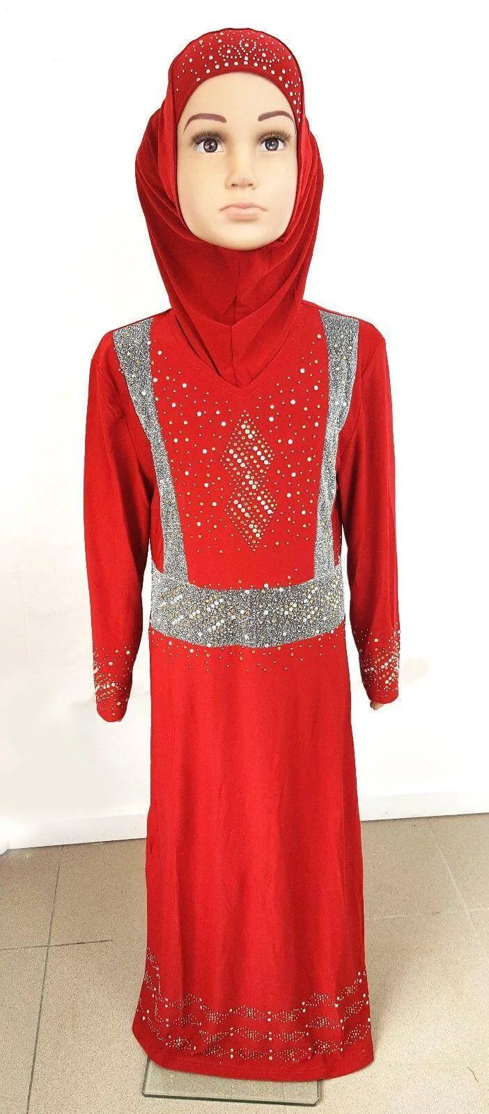 Stylish Girls Muslim Dress Kids Long Sleeve Abaya Islamic 4-12T