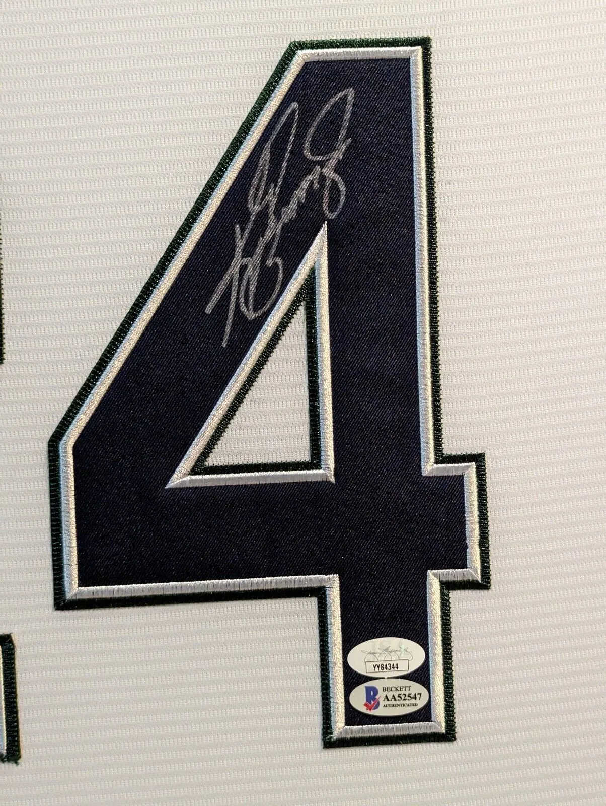 SUEDE FRAMED SEATTLE MARINERS KEN GRIFFEY JR AUTOGRAPHED JERSEY JSA CERT LETTER