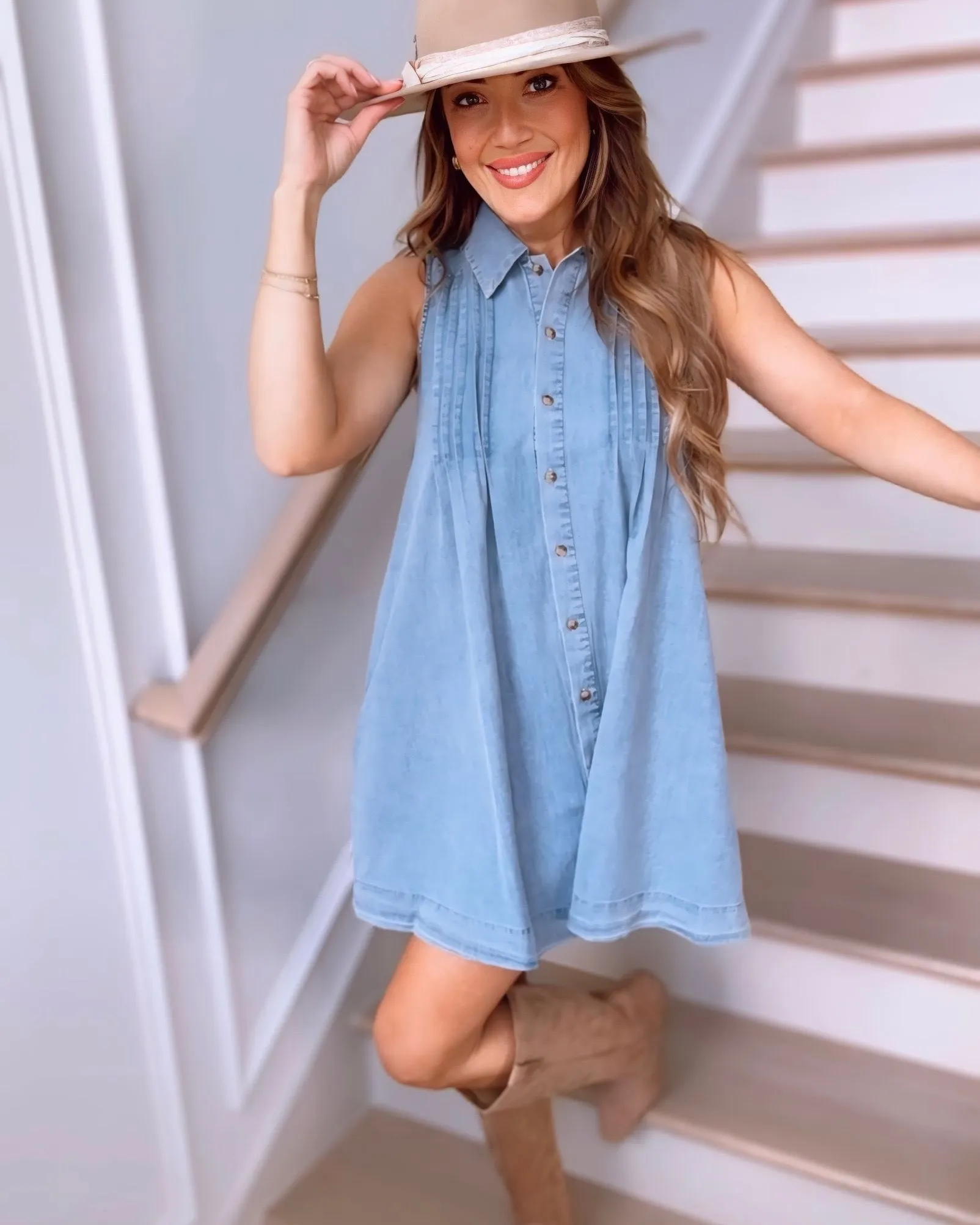 Sweetly Made Tencel Button Dress