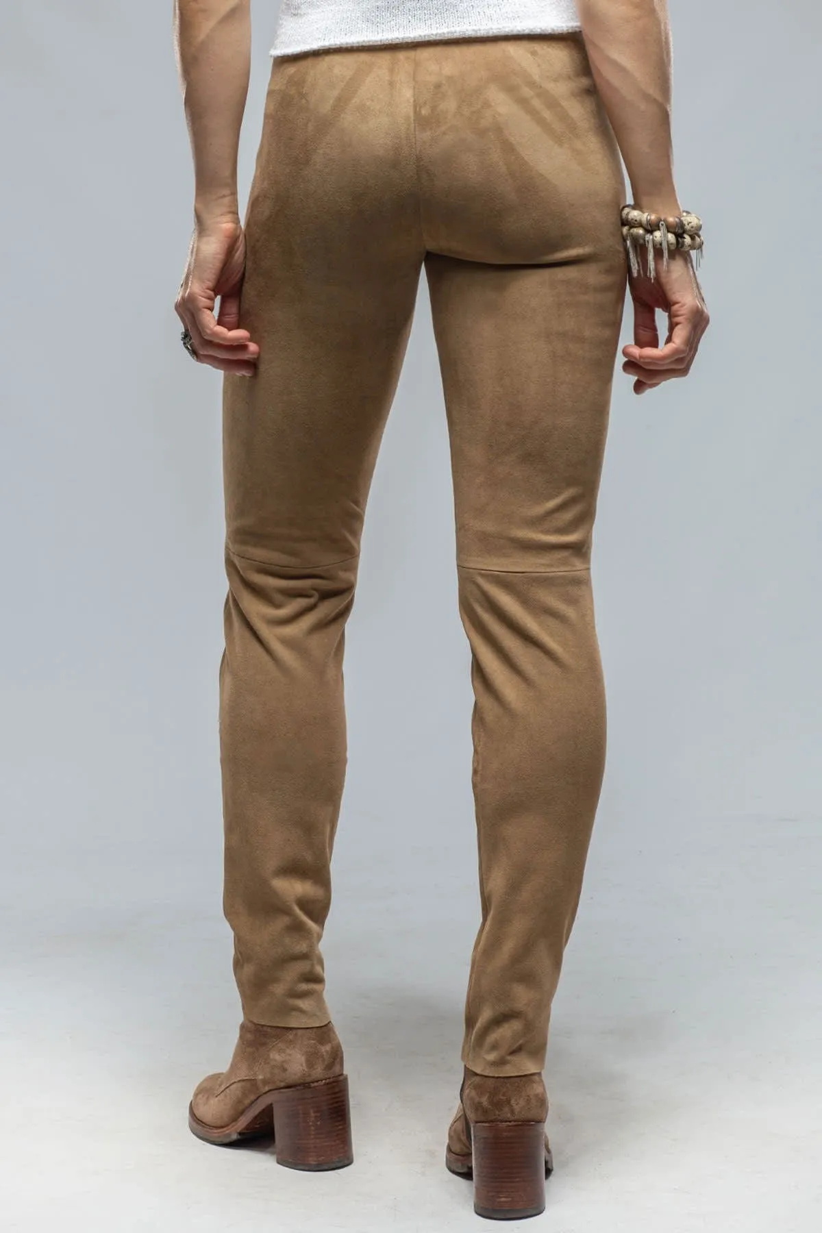 Tania Stretch Suede Pant in Desert Sand