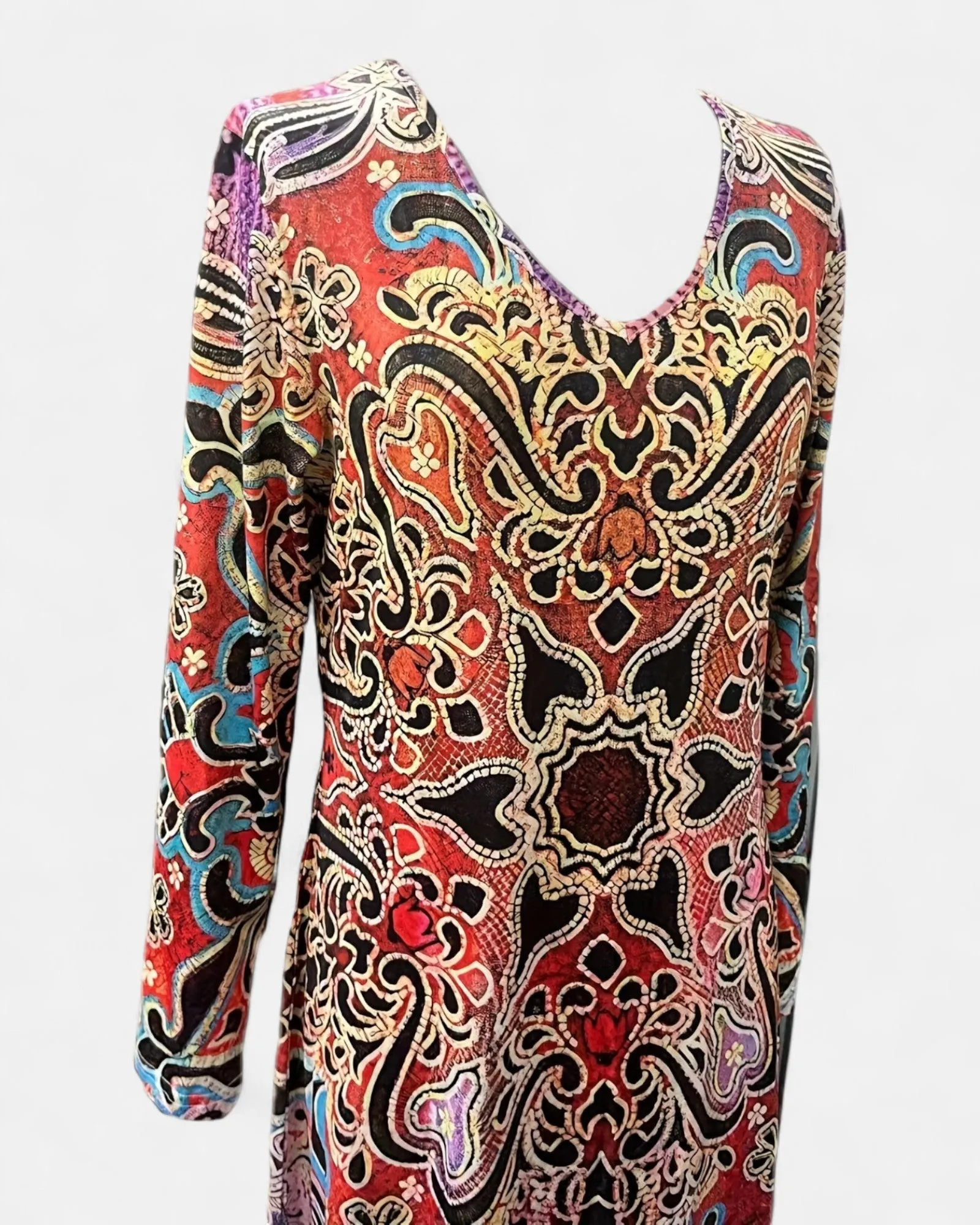 Verity – Boho Floral Maxi Dress with V Neck & Long Sleeves