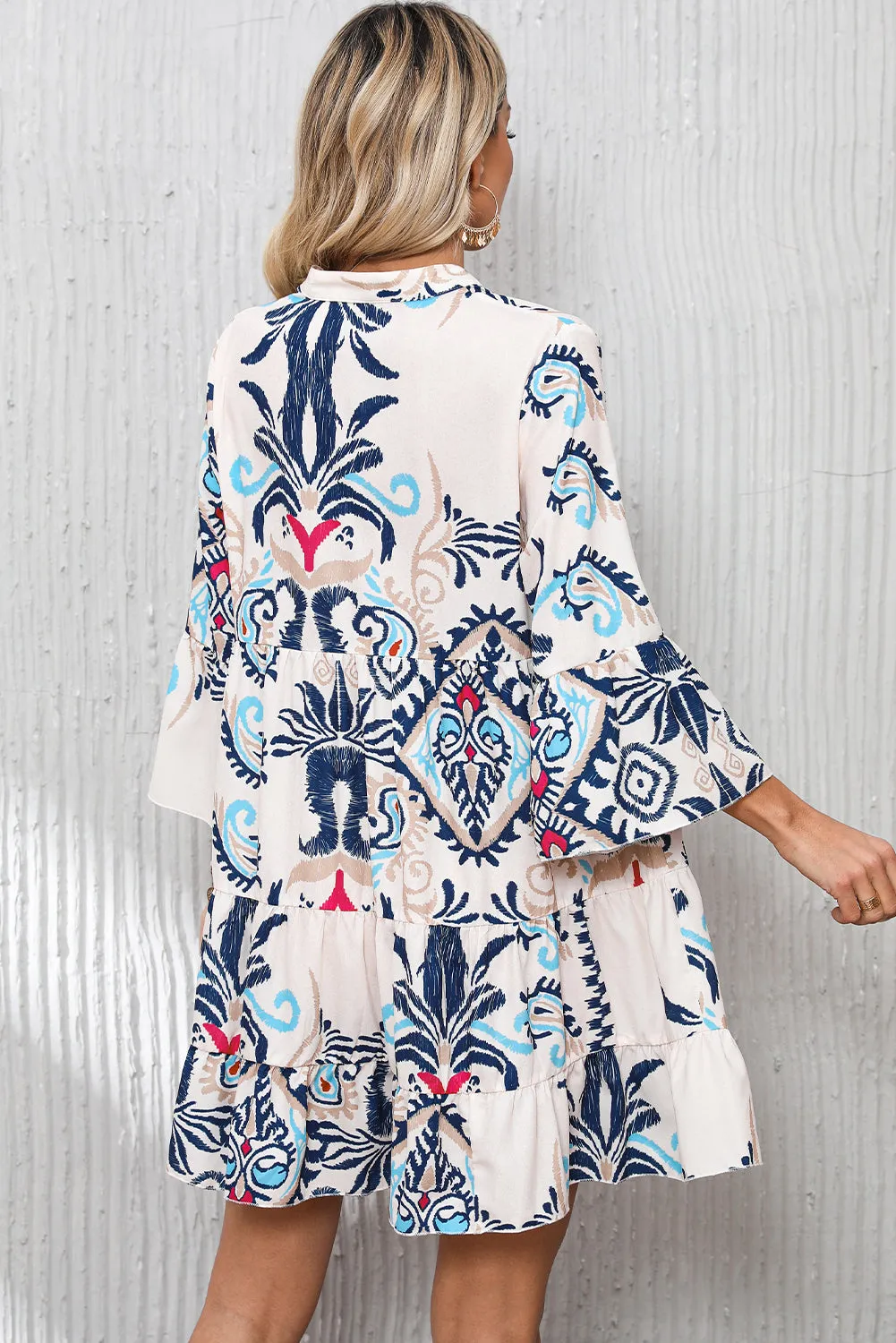 White Printed Tribal Dress