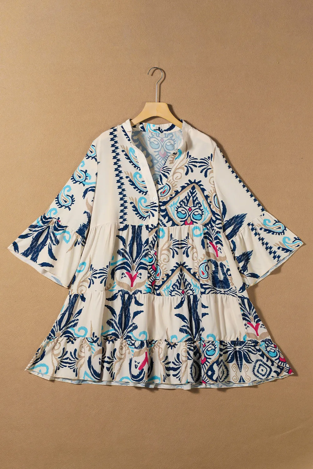 White Printed Tribal Dress