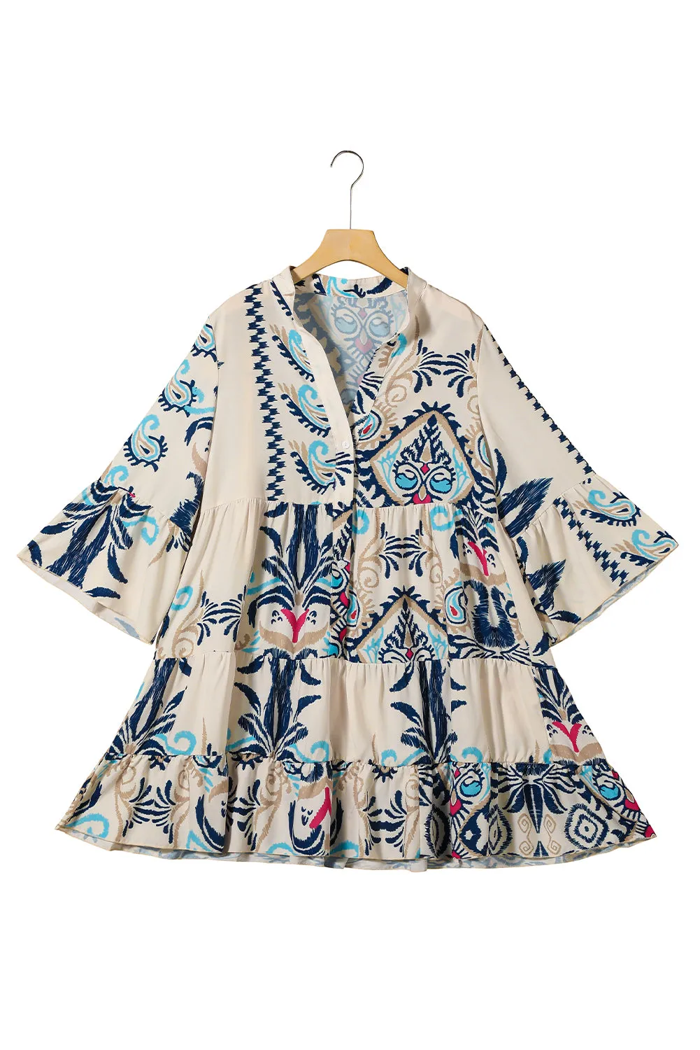 White Printed Tribal Dress