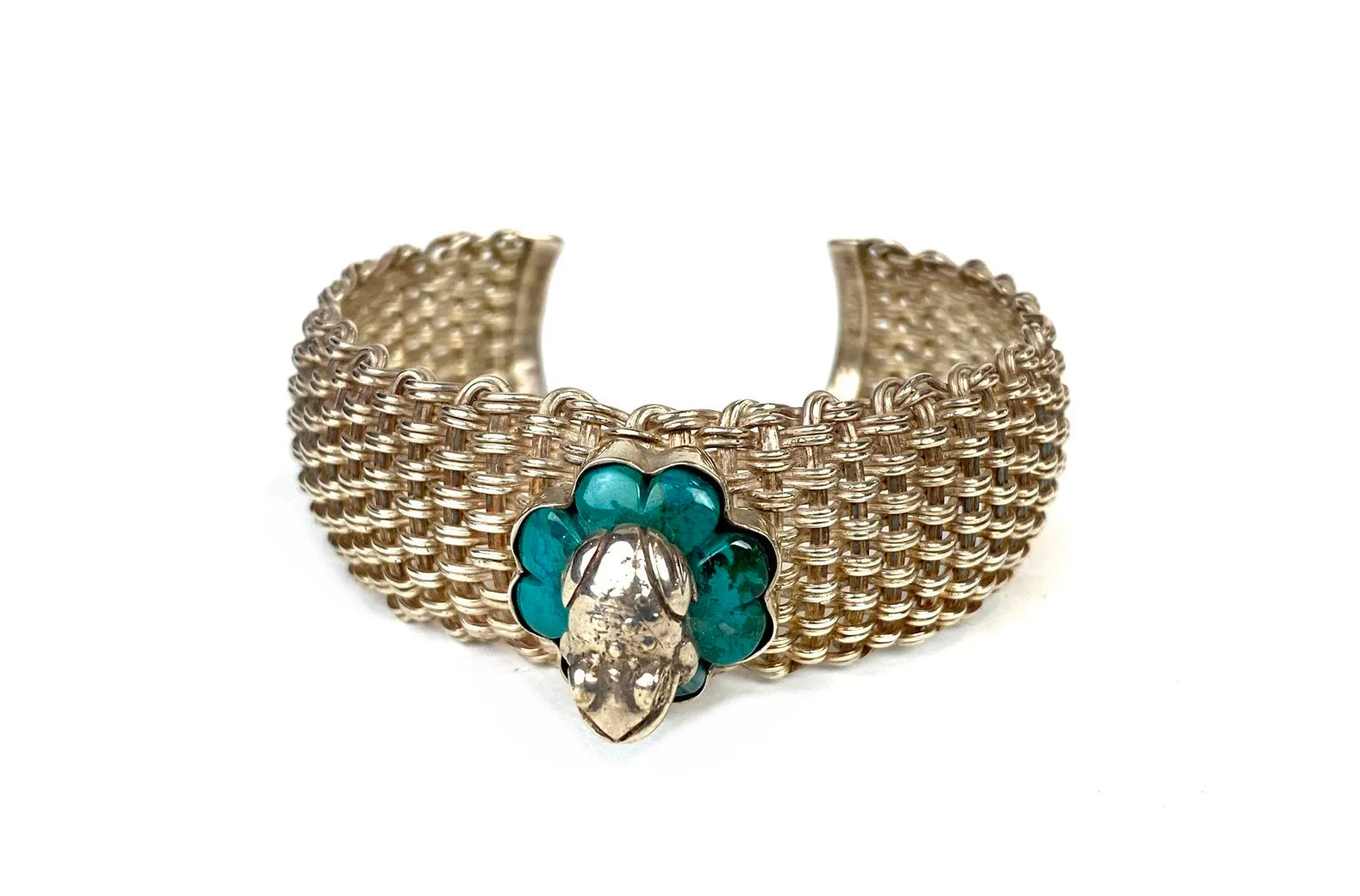Woven Bracelet with Frog and Flower